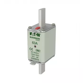 Eaton 63NHM1B NH tipo saugiklis, dydis 1, 63 A, 500 V AC, gG, 3 vnt. pakuotė