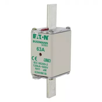 Eaton 63NHM1B NH tipo saugiklis, dydis 1, 63 A, 500 V AC, gG, 3 vnt. pakuotė