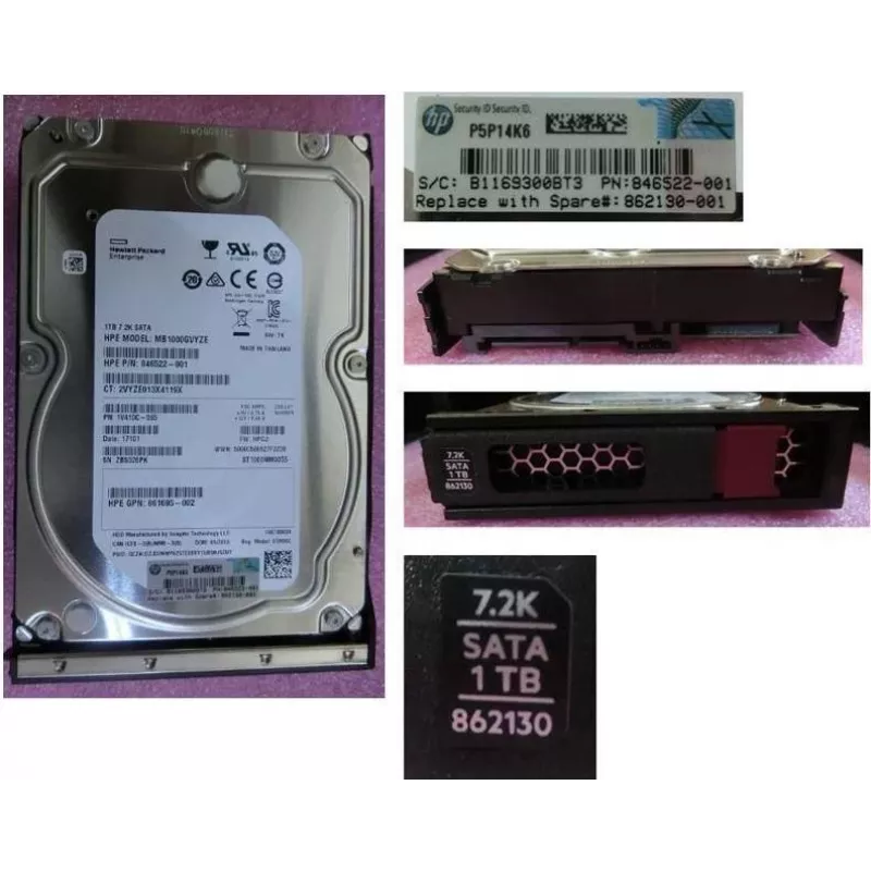 HPE 1TB SATA 6Gb/s 7,2K LFF karšto keitimo Midline kietasis diskas su žemo profilio laikikliu