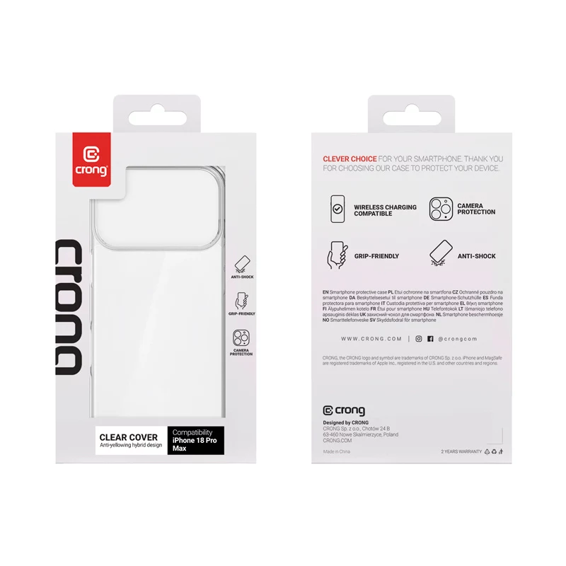 Crong Clear Cover dėklas, skirtas Apple iPhone 18 Pro Max / 17 Pro Max - permatomas