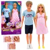 LEAN TOYS Anlily Family lėlių rinkinys: nėščia mama, tėtis, kūdikis, naujagimis