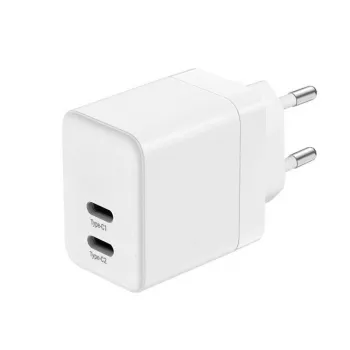 CRONG 35W dvigubas USB-C PD 3.0 PPS GaN sieninis įkroviklis - baltas