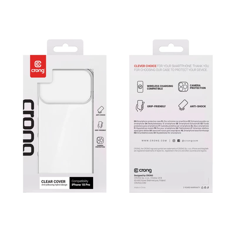 Crong Clear Cover dėklas iPhone 18 Pro / 17 Pro (permatomas)
