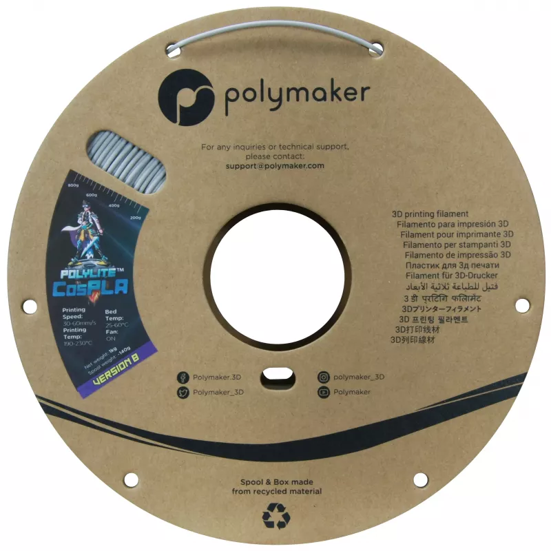 Polymaker PA07045 CosPLA Version B filamentas PLA, lengvai šlifuojamas, geras dažų sukibimas, 1,75 mm