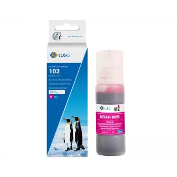 G&G | Ninestar suderinamas purpurinės spalvos rašalo buteliukas Epson 102 (C13T03R340) - 70ml, dažinis, EcoTank serijai
