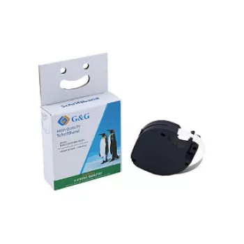G&G BM-D-G-91221 etikečių juosta 12mm x 4m balta/juoda, skirta DYMO