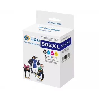 G&G suderinamos rašalo kasetės 4 vienetų rinkinys Epson 503XL - juoda, žydra, purpurinė, geltona (GP-E503XLBKCMY-4P-R)