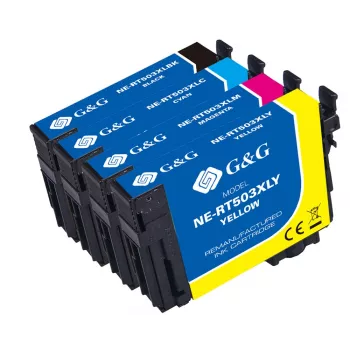 G&G suderinamos rašalo kasetės 4 vienetų rinkinys Epson 503XL - juoda, žydra, purpurinė, geltona (GP-E503XLBKCMY-4P-R)
