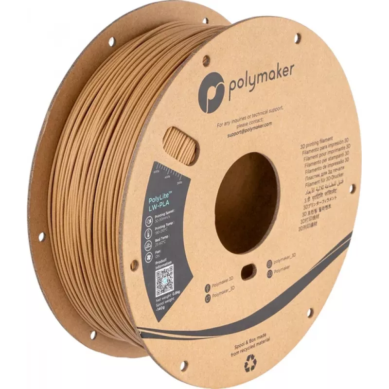 Polymaker PolyLite LW-PLA 1.75mm juodas 0.8kg (PA08004)