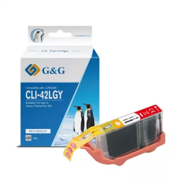 G&G suderinama rašalo kasetė, skirta Canon CLI-42LGY (šviesiai pilka, 6391B001) 10285