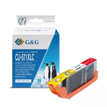 G&G didelės talpos žalias rašalas, suderinamas su Canon CLI-571XLC / 0332C001 (13857)