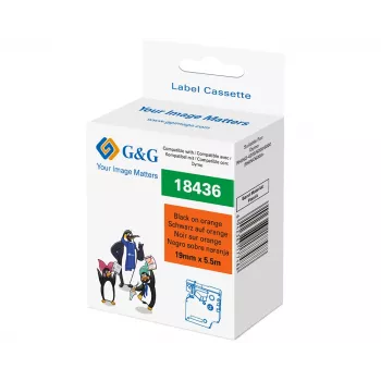 G&G RL-D-Vi-18436 vinilo etikečių juosta 19 mm x 5,5 m oranžinė su juodu spaudu RL-D-Vi-18436-BK/OR-19MM*5.5M