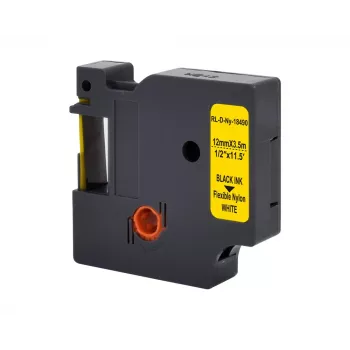 G&G poliamidinė etikečių juosta 12 mm x 3,5 m geltona/juoda, skirta Dymo Rhino RL-D-Ny-18490-BK/YE-12MM*3.5M