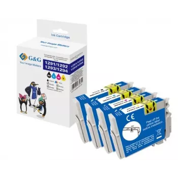 G&G 14813 XL rašalo kasečių rinkinys Epson T1295 spausdintuvams (juoda, žydra, purpurinė, geltona)