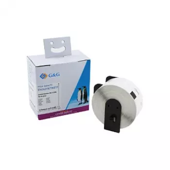 G&G baltos tiesioginės terminės adresų etiketės 38 x 90 mm, 400 ritinyje, suderinamos su Brother DK-11208 ET-B-G-11208