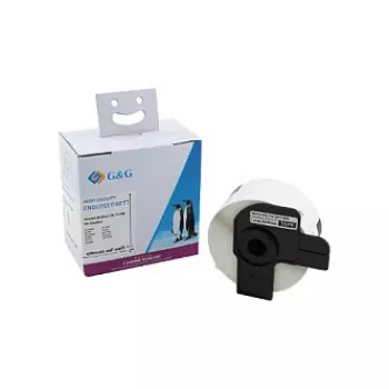 G&G baltos tiesioginės terminės adresų etiketės 38 x 90 mm, 400 ritinyje, suderinamos su Brother DK-11208 ET-B-G-11208