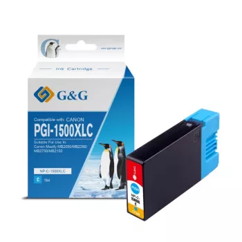 G&G suderinama Canon PGI-1500XLC didelio našumo žydra rašalo kasetė (9229B001)