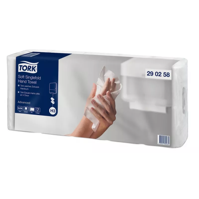 Tork Advanced H3 Z-Fold popieriniai rankšluosčiai, 2 sluoksnių, balti (290258) – 3750 rankšluosčių
