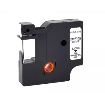 G&G Vinylinė etikečių juosta balta 9 mm x 5,5 m juodas spausdinimas (RL-D-Vi-18443-BK/WT-9MM*5.5M)