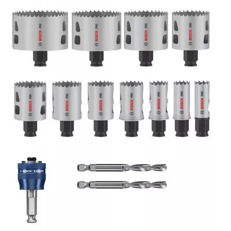 Bosch 2608594426 Progressor for Wood and Metal 11 dalių kiaurymių pjūklų rinkinys (20-76 mm) su Power Change adapteriais ir centravimo grąžtais
