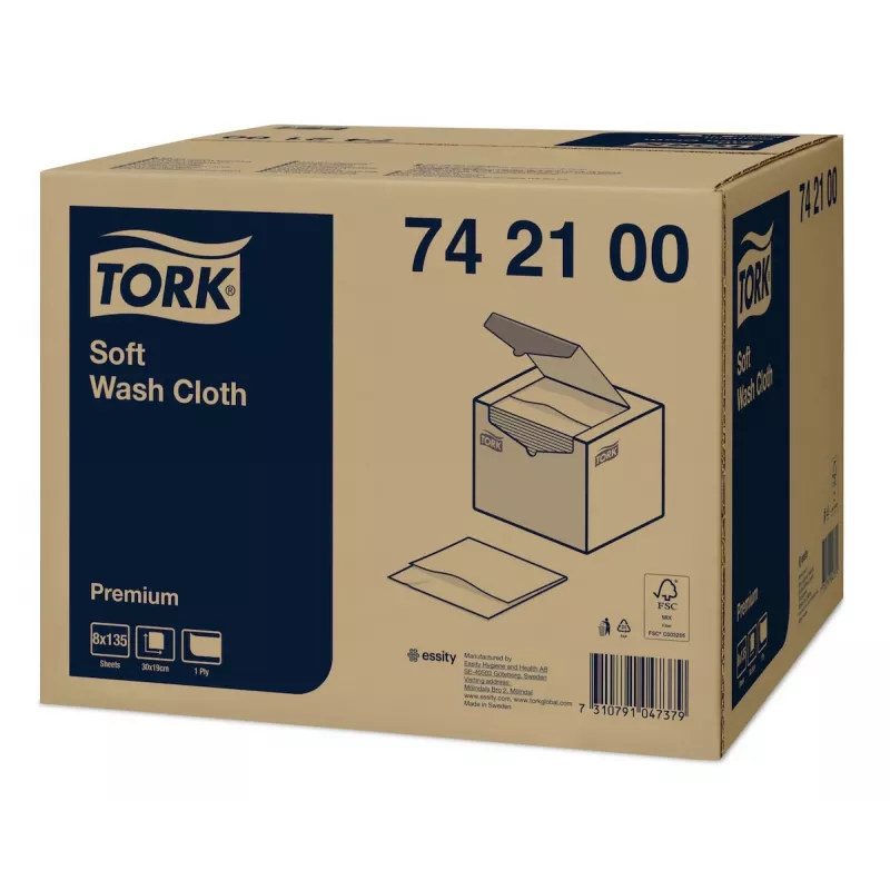 Tork Premium Soft plovimo servetėlės 1 sluoksnio baltos, 1080 vnt. (742100)