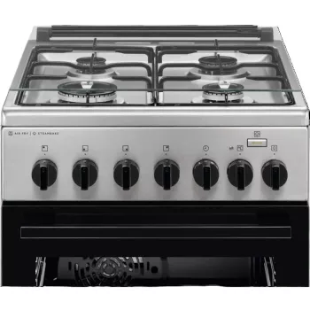 Electrolux LKK560010X 600 serijos laisvai stovinti dujinė viryklė su elektrine orkaite, juoda, 50 cm