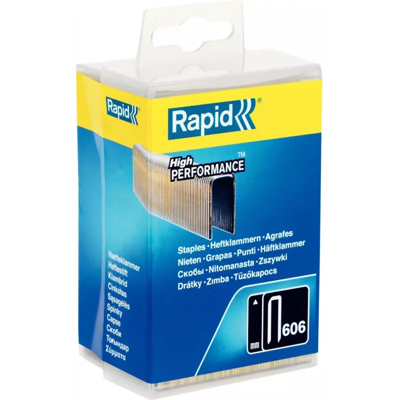 Rapid Narrow Crown Type 606 30 mm cinkuotos plieninės vielos dervos danga segtukai, 1 pak.