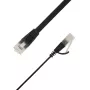 LinkIT Plokščias U/FTP Cat6A Ethernet kabelis, 4m, juodas STP-FL6A-00400-BLK