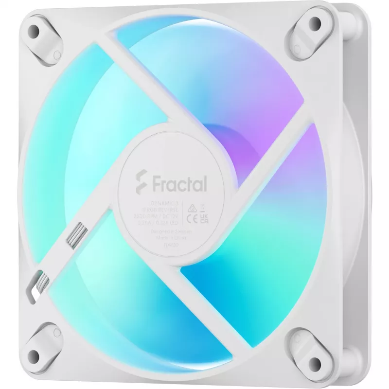 Fractal Design Dynamic 3-12 Reverse RGB White korpuso ventiliatorius, 120mm, PWM, ARGB, Reverse Blade FD-F-DR3-1205