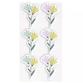Artoz 3D gėlių popieriniai lipdukai, 6 vnt., savaiminio klijavimo, įvairūs gėlių dizainai, skirta rankdarbiams, scrapbooking, atvirukų gamybai, dekoravimui, įvairiaspalviai, matinio paviršiaus 185600-222