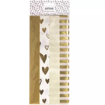 ARTOZ Dekoratyvinis popierius Dots Gold/White 50 x 70 cm (144500-76)