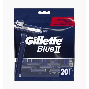 Gillette Blue II vienkartiniai skutimosi peiliukai vyrams, 20 vnt., dvigubos ašmenys su Lubrastrip 7702018466757