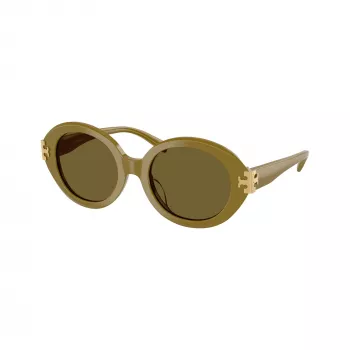 Tory Burch TY7210U moteriški katės akies formos akiniai nuo saulės, tamsaus havajinio rašto rėmelis, rudi gradientiniai lęšiai, 53-18-145 mm, UV apsauga TY7210U201073
