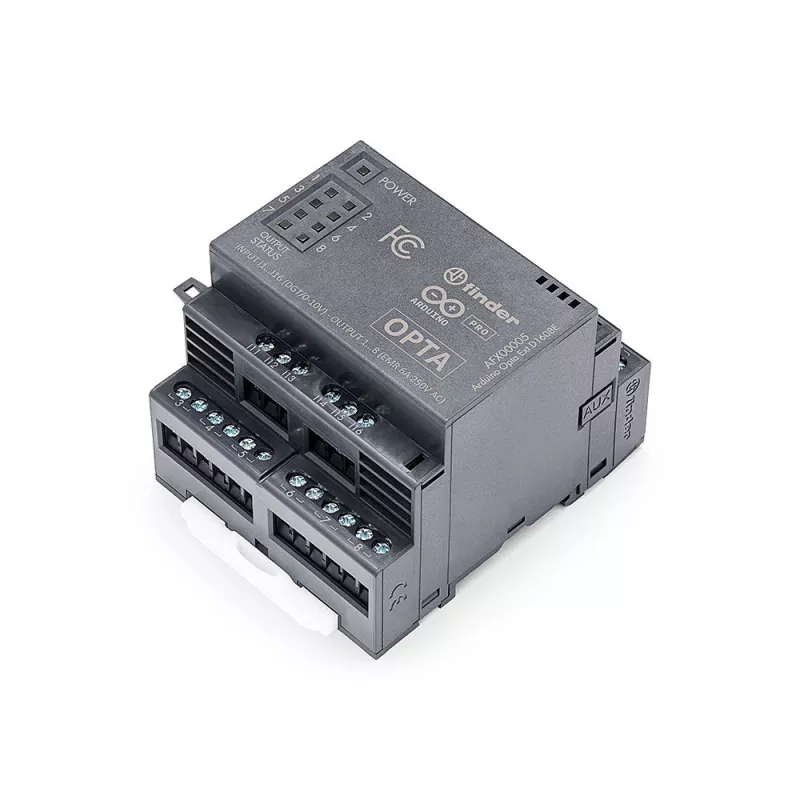 Arduino Pro Opta Ext D1608E plėtimo modulis, 16 programuojamų įtampos įėjimų, 8 elektromechaninės relės 250 V AC 6 A (AFX00005)