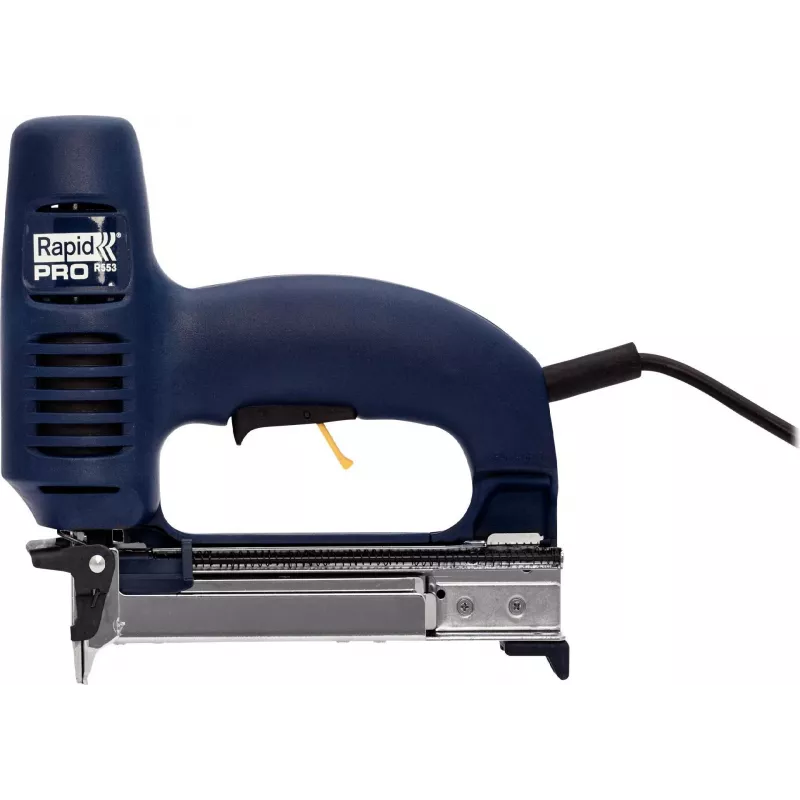 Rapid PRO R553 elektrinis segiklis ir vinukas, mėlynas, 230V, naudoja 53 serijos kabelius ir 8 tipo vinis 10642901
