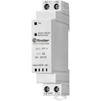 Finder 77 serijos kietojo kūno relė 24V DC įėjimas 2A 1NO kištukinė 770190249024
