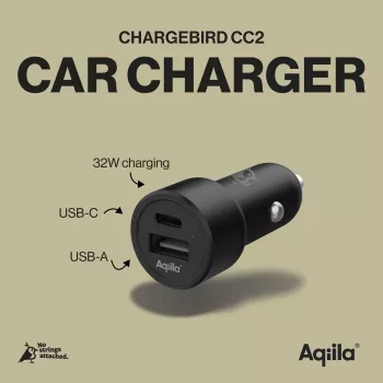 Aqiila CHARGEBIRD CC2 automobilinis įkroviklis, juodas, 32 W (AQCCCC2CBI403)