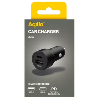 Aqiila CHARGEBIRD CC2 automobilinis įkroviklis, juodas, 32 W (AQCCCC2CBI403)