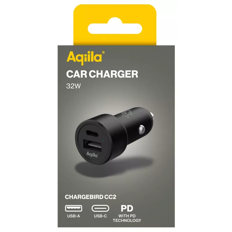Aqiila CHARGEBIRD CC2 automobilinis įkroviklis, juodas, 32 W (AQCCCC2CBI403)