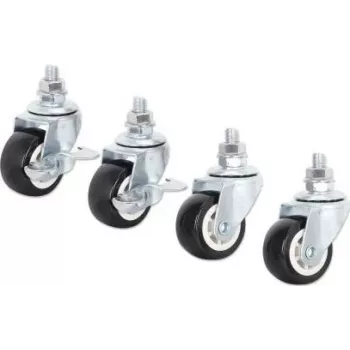 Intellinet Basic Line ratukų rinkinys 19 inch sieniniams tinklo spintelėms - 4 ratukai (2 su stabdžiais), 60 kg, juoda/sidabro 716819