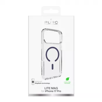 PURO Icon MagSafe permatomas dėklas Apple iPhone 17 Pro - permatomas mėlynas
