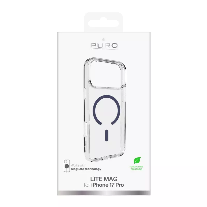 PURO Icon MagSafe permatomas dėklas Apple iPhone 17 Pro - permatomas mėlynas