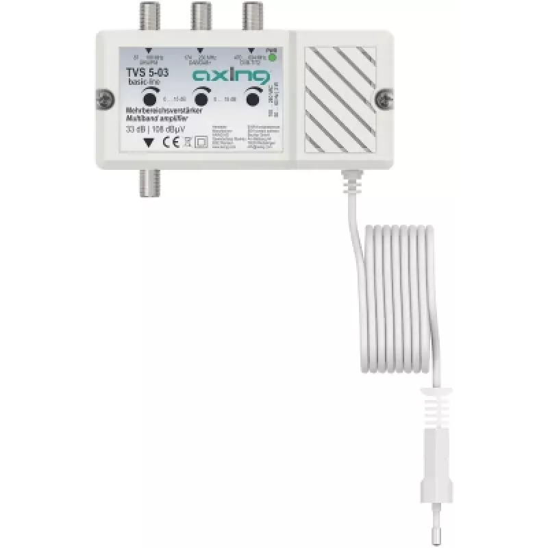 AXING TVS 5-03 daugiakanalis stiprintuvas 33 dB, 3 įėjimai FM/DAB/DAB+/DVB-T2