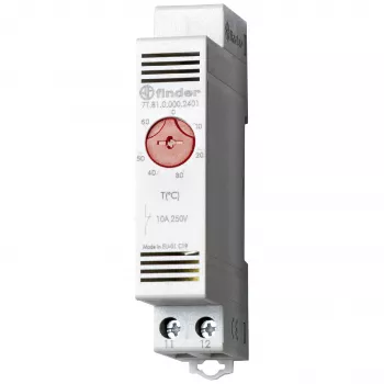 Finder 7T.81.0.000.2402 valdymo spintos termostatas, 1 NC kontaktas, 250 V AC, 10 A, 0-60 °C, DIN bėgelis