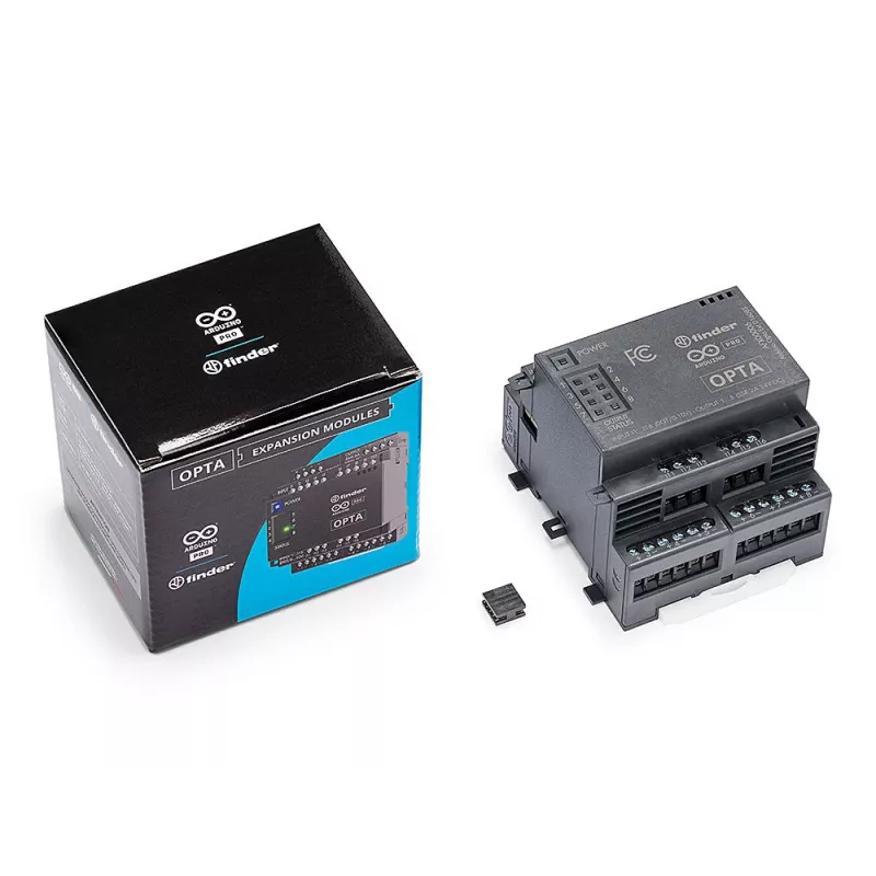 Arduino Pro Opta Ext D1608S plėtimo modulis, 16 programuojamų įtampos įėjimų, 8 puslaidininkinės relės 24 V DC 2 A (AFX00006)