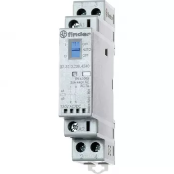 Finder 22.32.0.230.4540 instaliacinis kontaktoriuss 230V AC/DC, 1NO+1NC, LED, 25A, DIN bėgiui