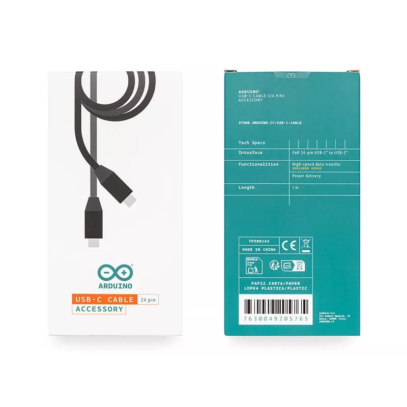 Arduino USB-C kabelis USB 3.2 Gen1 USB-C male į USB-C male 1 m juodas TPX00243