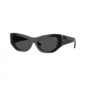 Burberry BE4450U300187 moteriški akiniai nuo saulės, juodo blizgaus acetato rėmelis, tamsiai pilki lęšiai, 54 mm