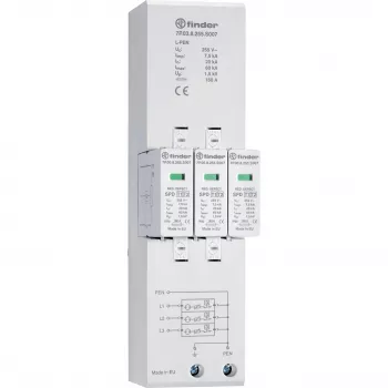 Finder 7P.03.8.255.S007 kombinuotasis viršįtampių ribotuvas Type 1+2 trifaziams TN-C tinklams