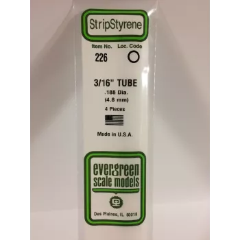 Evergreen 226 vamzdelis iš polistirolo, 4,8 mm x 350 mm (4 vnt.)